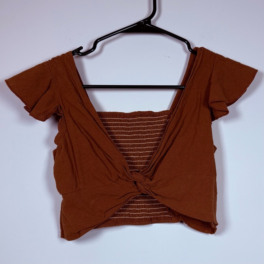 Rust Brown Twist Front Crop Top